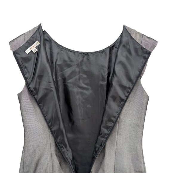 Sandra Darren Sheath Dress Pewter Grey Cap Sleeve Bow Detail Lined Size 8 - Picture 5 of 11